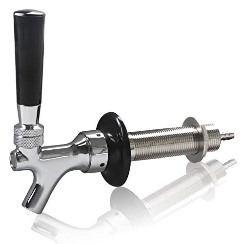PERA 11,4 cm Schaft Zugluft Bierhahn Fass Facuet Chrom Plated Fass Wasserhahn No-Rost No-Leak Bierhahn mit 1/4 Widerhaken Fass Wasserhahn Kegerator Teile für Homebrew von PERA