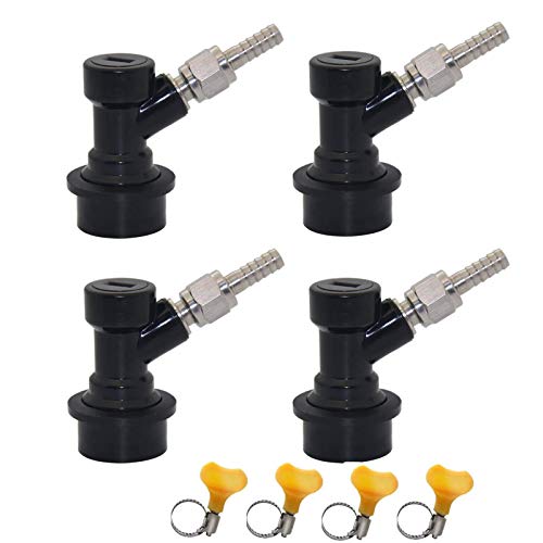 PERA Kugelschloss Schnelltrenner-Set, Kugelschloss Bier Quick Disconnect 1/4 MFL mit 3/16 Zoll Drehmuttern Schlauchschellen für Bier selbstgebrautes Bier (4 Stück) von PERA