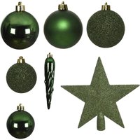 Decoris Weihnachtskugeln mit Christbaumspitze Stern, 33er Set, bruchsicher, piniengrün Hängedekoration Decoris Weihnachtskugeln mit Christbaumspitze Stern, 33er Set, bruchsicher, piniengrün Hängedekoration von PERAGASHOP