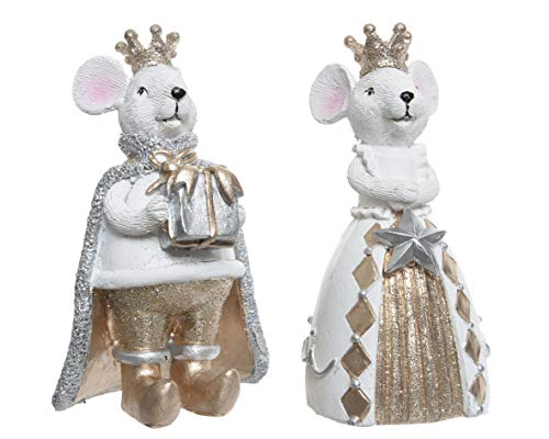 PERAGASHOP 1 Maus mit Krone 8.2 x 8 x 12 cm Gold/weiß Sortiert, Weihnachtsdekoration von PERAGASHOP