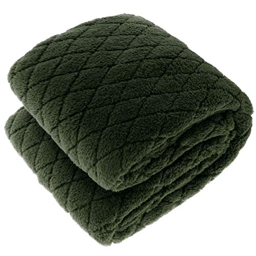 PERAGASHOP Unique Living Decke Plaid Ezra 150 x 200 cm dunkelgrün Fleece weich warm Winter Geschenk von Unique Living