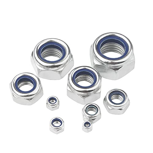 M6 Kontermutter aus verzinktem Eisen, 6 mm, selbstsichernde Muttern mit Nyloneinsätzen, 60 Stück von PERCTWARE