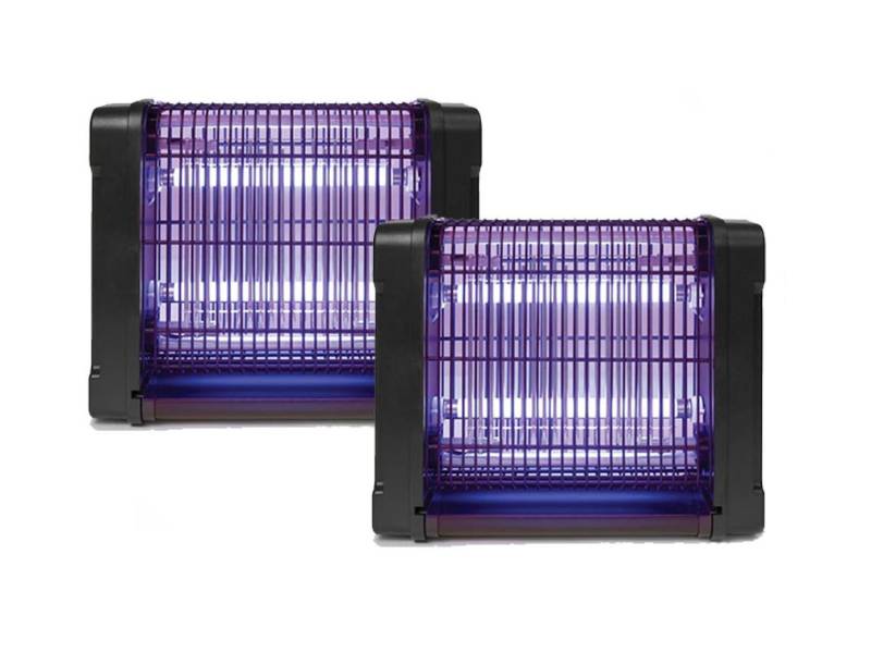 PEREL Insektenschutzplissee, Hängend oder als Standgerät, UV Insektenlampe 2er SET elektrische Mückenlampe Fliegenfalle 30-150m² von PEREL