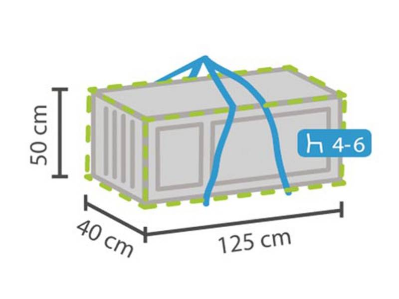 PEREL Auflagenbox, wetterfeste Schutz-Hülle für Auflagen-Tasche Lounge-Kissen 125x40cm von PEREL