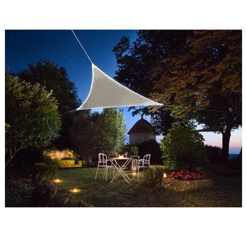 PEREL Bindedraht Sonnensegel mit led-beleuchtung dreieckig 3.6 x 3.6 x 3.6 m taupe von PEREL