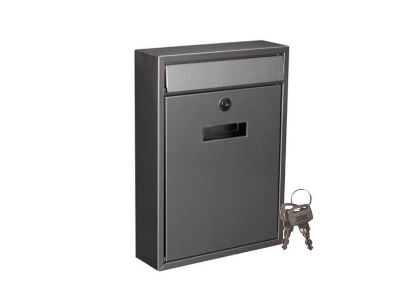 PEREL Briefkasten, aus Edelstahl Post-Kasten Brief-Box mit Namensschild & 2 Schlüsseln von PEREL