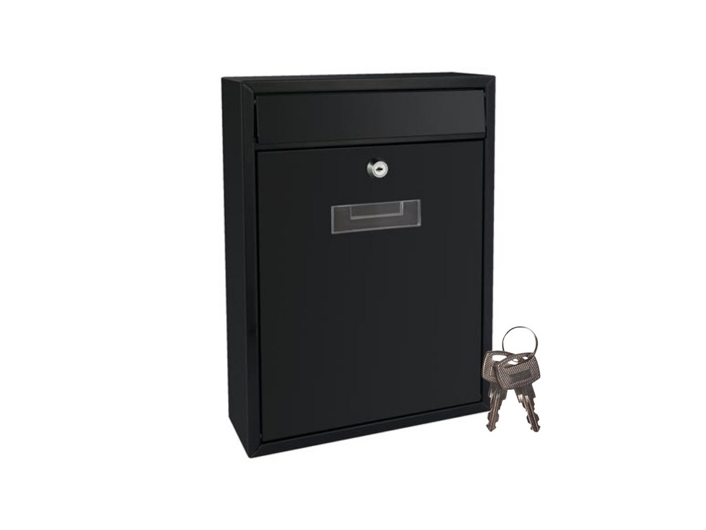 PEREL Briefkasten, in Schwarz Stahl Post-Kasten Brief-Box mit Namensschild & 2 Schlüsseln PEREL Briefkasten, in Schwarz Stahl Post-Kasten Brief-Box mit Namensschild & 2 Schlüsseln von PEREL