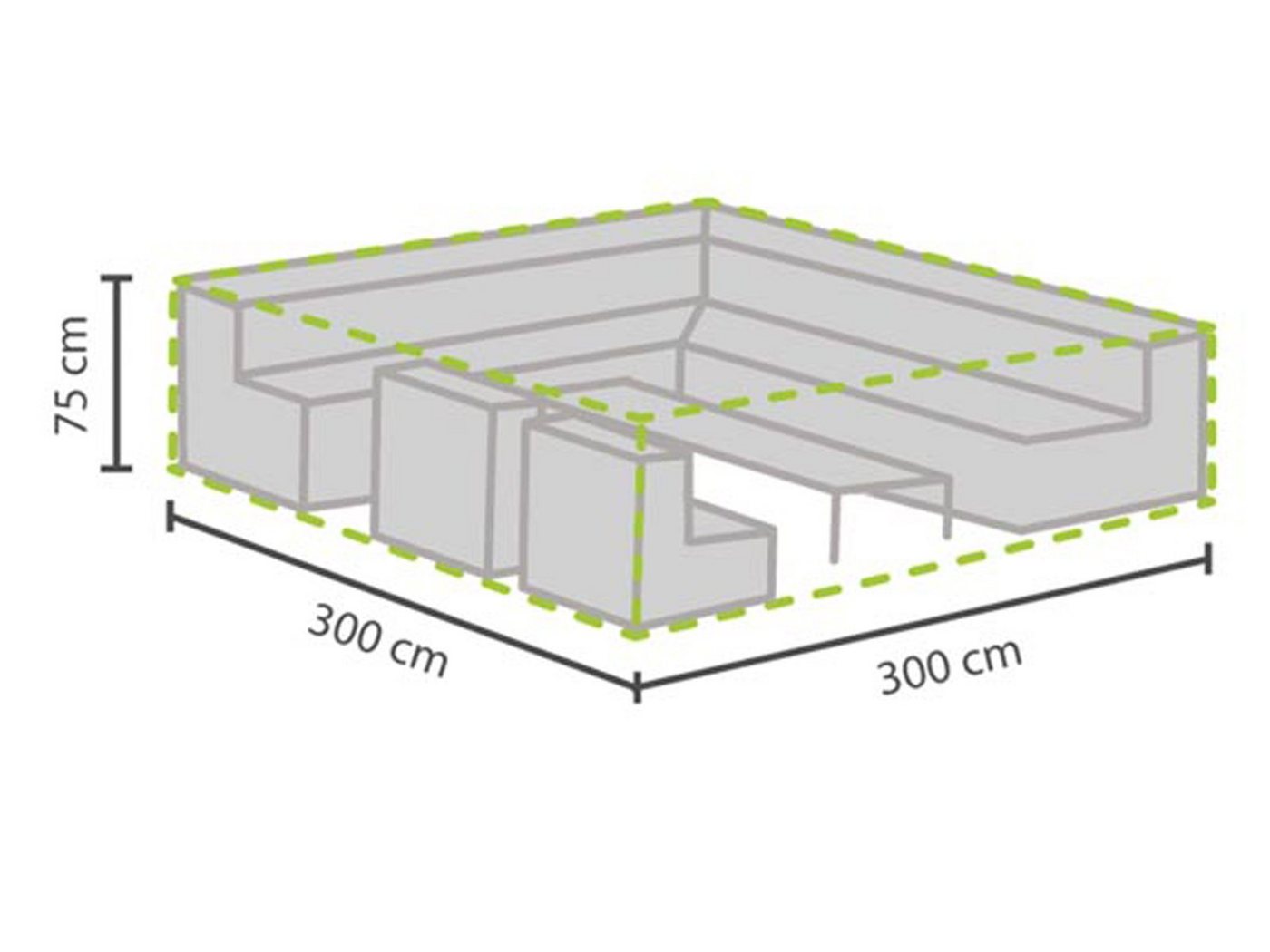 PEREL Gartenmöbel-Schutzhülle (1-St), Abdeckung Lounge-Möbel Wasserfeste Abdeckhaube Eckig 300x300x75cm von PEREL