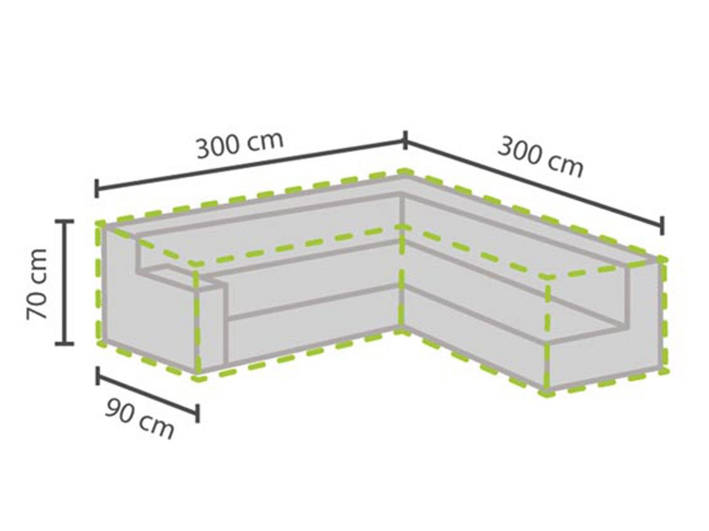 PEREL Gartenmöbel-Schutzhülle (1-St), Abdeckung Lounge-Möbel Wasserfeste Abdeckhaube L-Form 300x300x90cm von PEREL