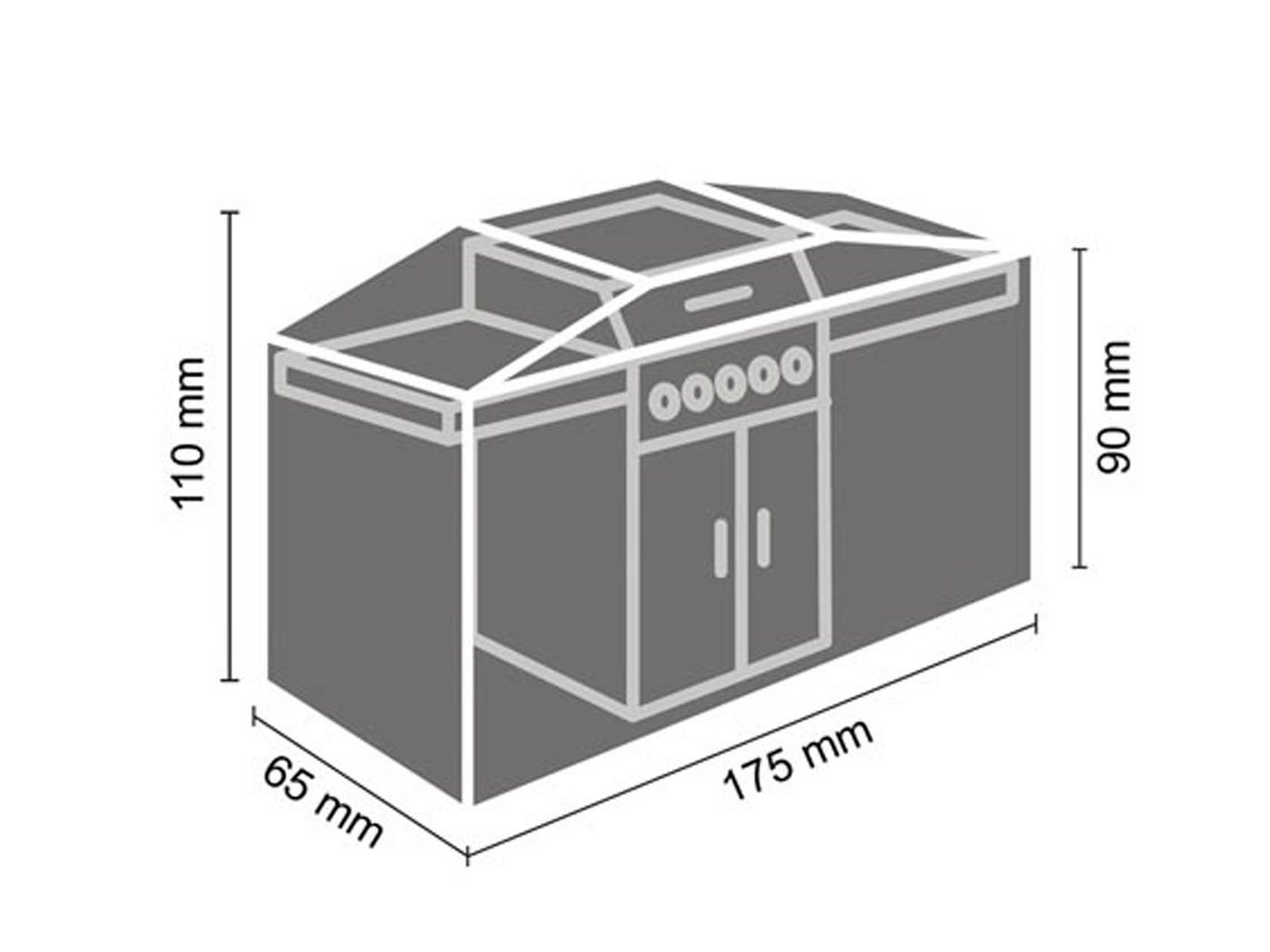 PEREL Grill-Schutzhülle, Abdeck-Haube Schutz-Hülle Grill-Haube Abdeck-Plane wetterfest 175x65cm von PEREL