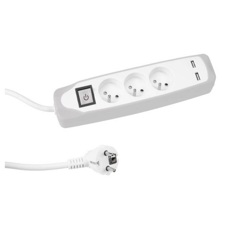 PEREL Perel Steckdosenleiste mit Schalter, 3 Steckdosen Typ E, 2 USB-Ladebuc Mehrfachsteckdose PEREL Perel Steckdosenleiste mit Schalter, 3 Steckdosen Typ E, 2 USB-Ladebuc Mehrfachsteckdose von PEREL