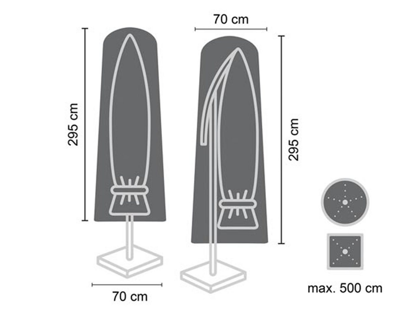 PEREL Sonnenschirm-Schutzhülle (1-St), große Abdeckung für Ampel-Schirm Abdeck-Haube bis Ø500cm Garten-Möbel von PEREL