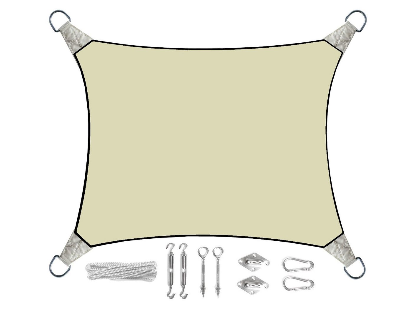 PEREL Sonnensegel, rechteckig 2x3m 3x4m Balkon Garten Sonnenschutz-Segel Ösen-Befestigung von PEREL