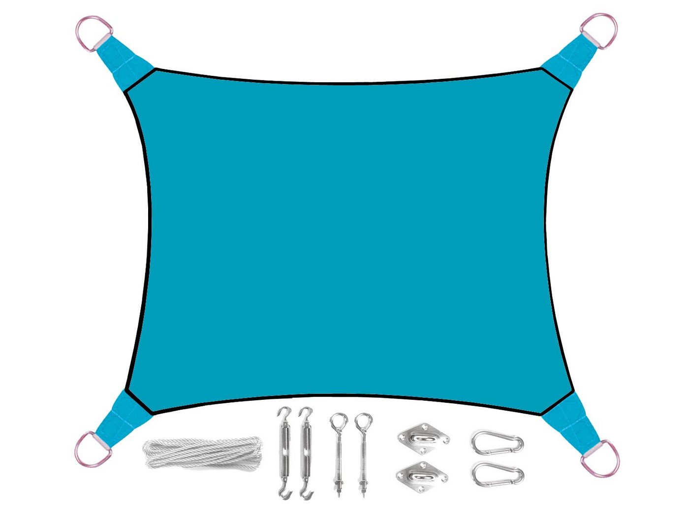 PEREL Sonnensegel, rechteckig 2x3m 3x4m Balkon Garten Sonnenschutz-Segel Ösen-Befestigung von PEREL