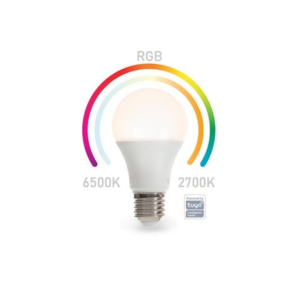 PEREL Tischleuchte RGB SMART-WI-FI-LAMPE - KALTWEIß & WARMWEIß - E27 - A60 von PEREL