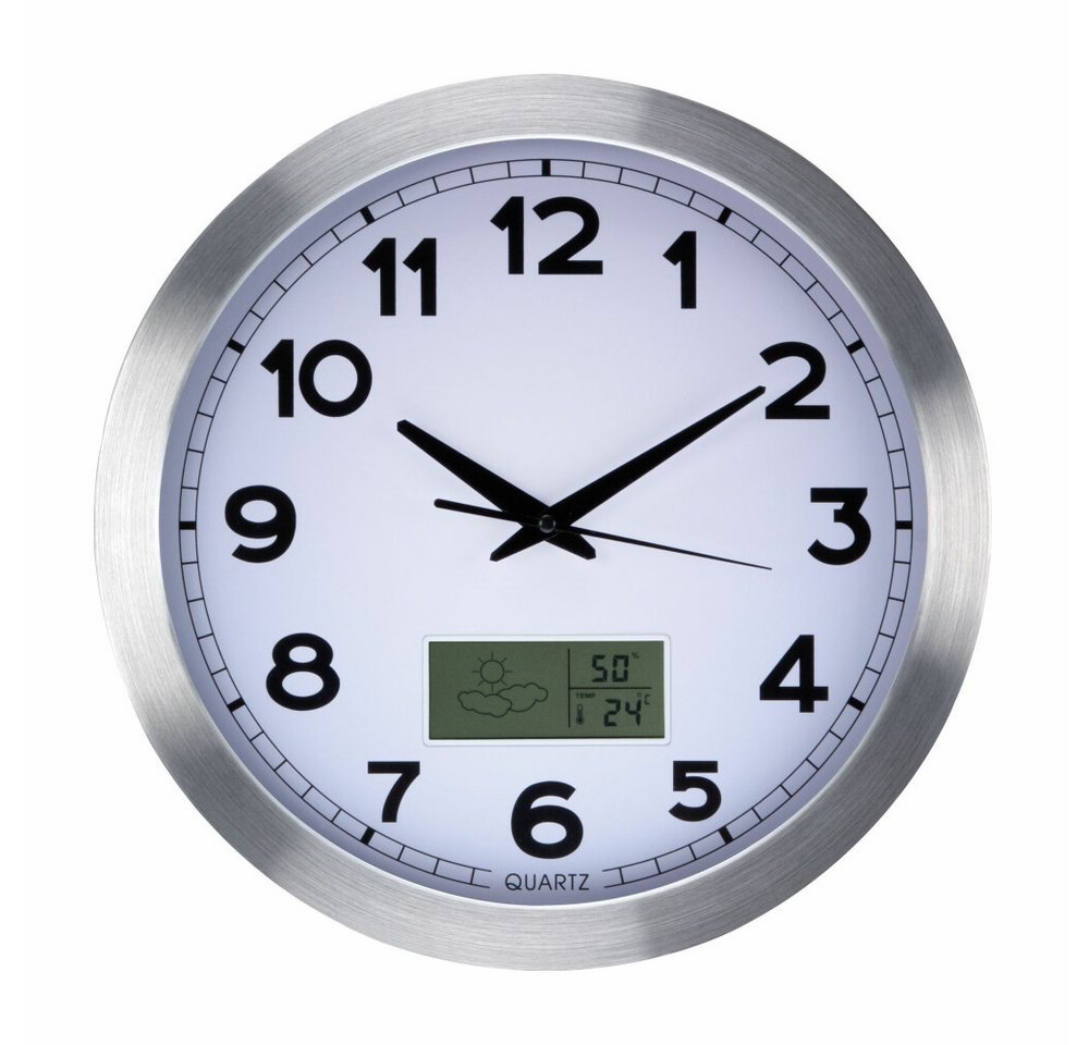 PEREL Wanduhr Aluminium LCD wall clock von PEREL