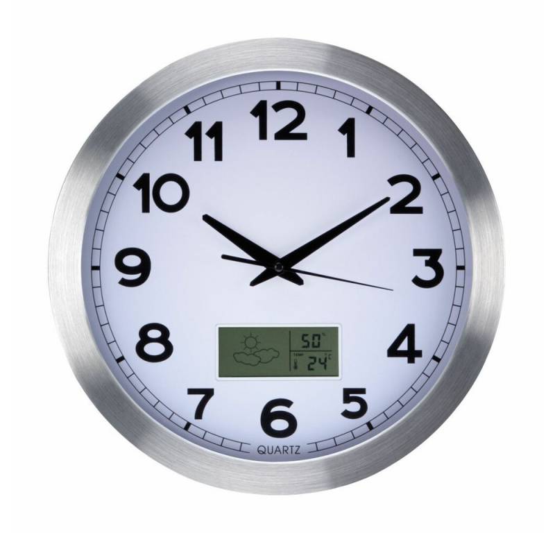 PEREL Wanduhr Aluminium LCD wall clock von PEREL