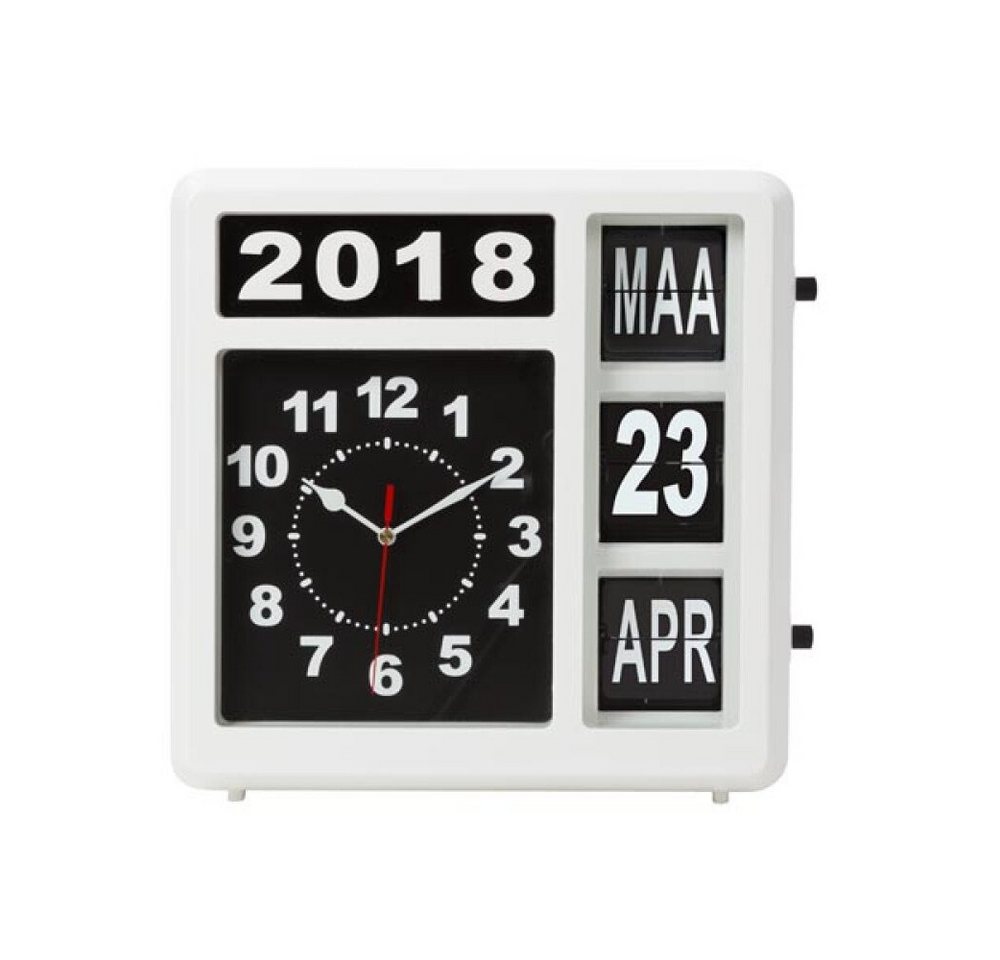 PEREL Wanduhr Klappzahlen-wanduhr mit kalendar 31 x 31 cm niederländisch von PEREL