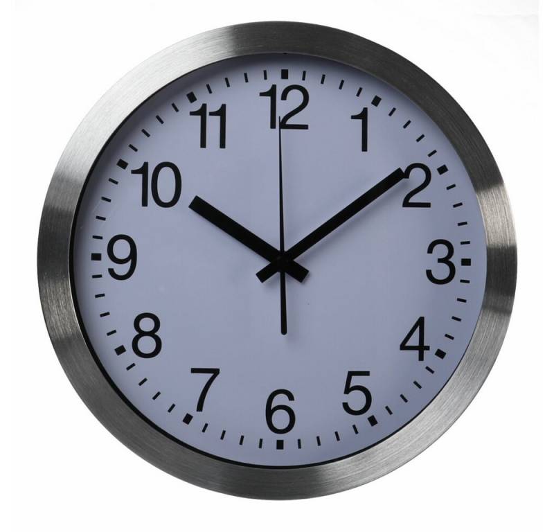 PEREL Wanduhr Perel Funkwanduhr, DCF77, rund, analog, 30 cm, Aluminium, Silber von PEREL