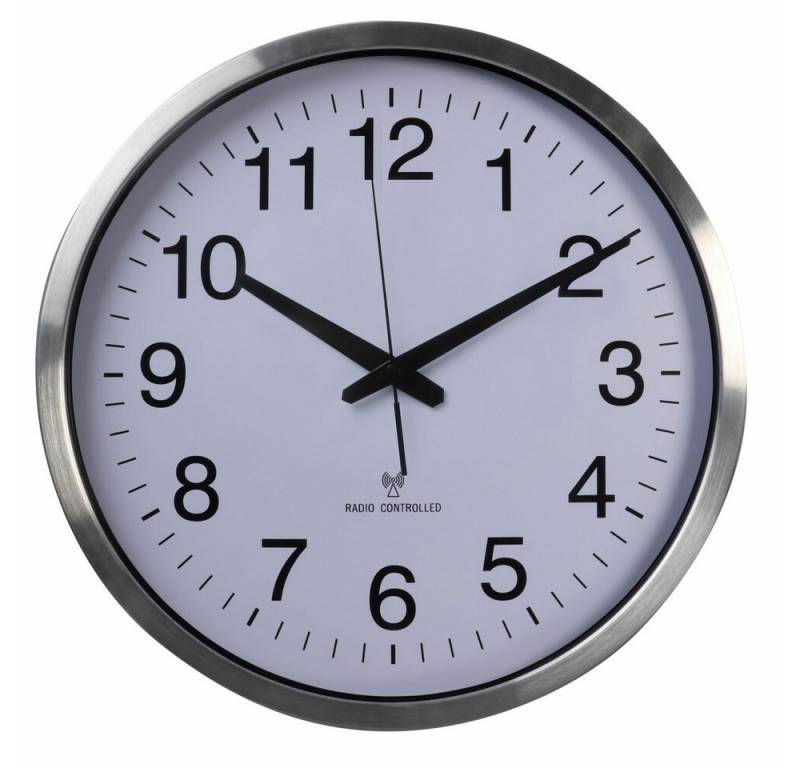 PEREL Wanduhr Perel Funkwanduhr, DCF77, rund, analog, 50 cm, Aluminium, Silber von PEREL
