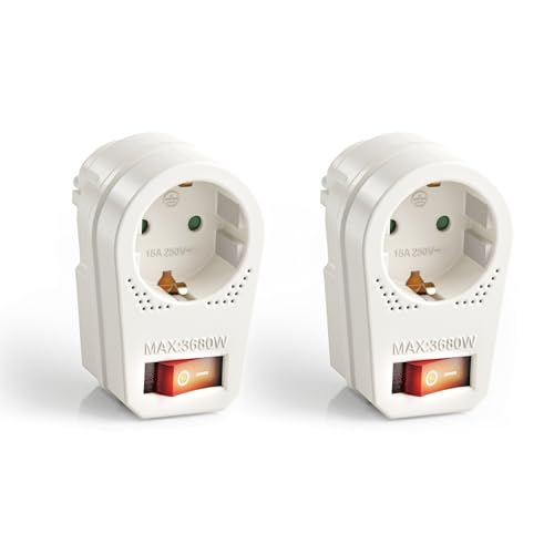 2x Schutzkontaktsteckdose 16 A mit beleuchtetem An/Aus Schalter erleichtert das Stromsparen, 2 Stück 2x Schutzkontaktsteckdose 16 A mit beleuchtetem An/Aus Schalter erleichtert das Stromsparen, 2 Stück von PERFECT EQUIPMENT FOR YOUR HOME
