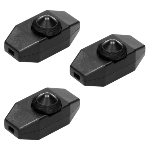 3x PERFECT Schnur-Zwischendimmer - Dimmer für Beleuchtung mit Schalter Rädchen - 80W - Stufenlos - Schwarz - 3 Stück von PERFECT EQUIPMENT FOR YOUR HOME