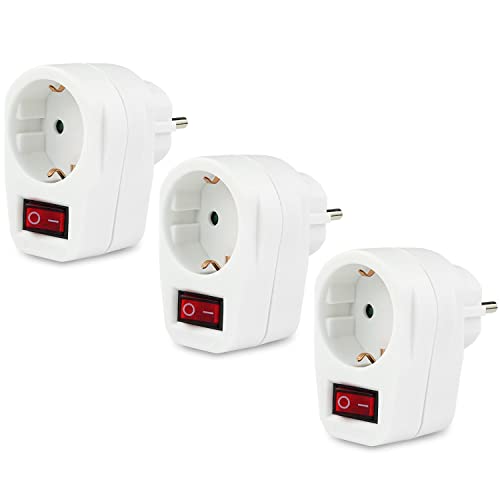 3x Schutzkontaktsteckdose 16 A mit beleuchtetem An/Aus Schalter erleichtert das Stromsparen, 3 Stück von PERFECT EQUIPMENT FOR YOUR HOME