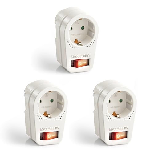 3x Schutzkontaktsteckdose 16 A mit beleuchtetem An/Aus Schalter erleichtert das Stromsparen, 3 Stück 3x Schutzkontaktsteckdose 16 A mit beleuchtetem An/Aus Schalter erleichtert das Stromsparen, 3 Stück von PERFECT EQUIPMENT FOR YOUR HOME