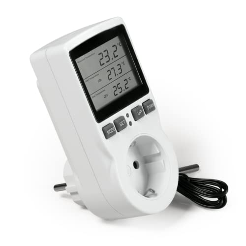 PERFECT Steckdosen-Thermostat - Klimaregelung -40 bis +120°C - 368W - 230V/16A - für Heiz- und Kühlgeräte - mit 1,7m Kabel Temperatur-Fühler von PERFECT EQUIPMENT FOR YOUR HOME