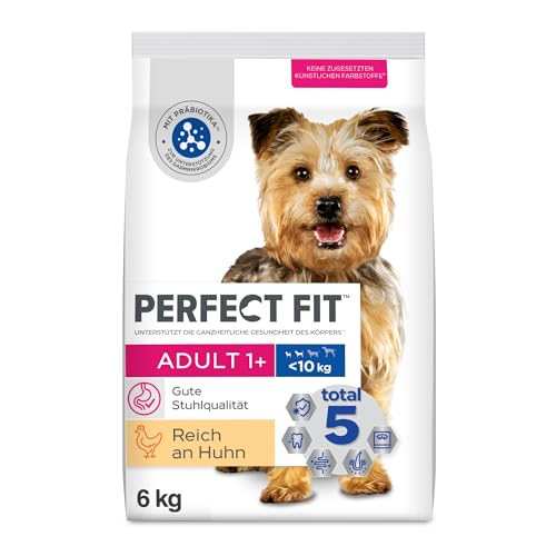 Perfect Fit Adult 1+ Trockenfutter für kleine Hunde (<10kg), 6kg (1 Beutel) – Premium Hundefutter trocken reich an Huhn, zur Unterstützung der Vitalität von Perfect Fit