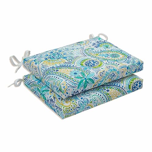 PERFECT PILLOW Outdoor | Indoor Gilford Ostsee Sitzkissen mit quadratischen Ecken, Set o, Polyester, blau, 18.5 in. L X 16 in. W X 3 in. D, 2 von Pillow Perfect