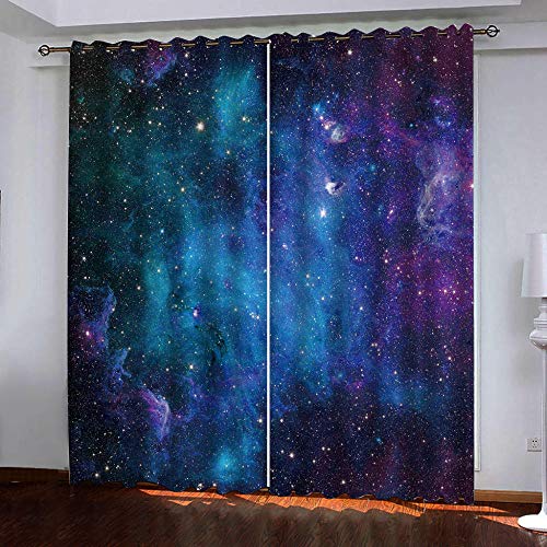 PERFECTPOT Gardinen Galaxy Vorhang Blickdicht mit Ösen Geräuschreduzierung Verdunkelungsvorhänge für Wohnzimmer Kinderzimmer Schlafzimmer Dekoration 150x166cm von PERFECTPOT