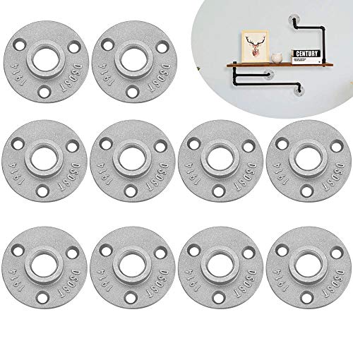 PERFETSELL 10 Stück Gewindeflansche 1/2 Zoll Flansch Gewinde Rohrflansch Metallgewinde Bodenflansch Verbindungsflansche mit 3 Löchern für Rohr Wasserhahn Wandregal Boden Rohrmöbel Wandmontage von PERFETSELL