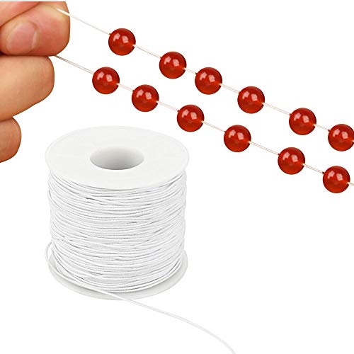 PERFETSELL 100m Elastische Kordel Schnur Perlenschnur 1mm Breite Polypropylen Gummikordel Elastisches Seil Zum Nähen und DIY Schmuck Kleidung Handwerk(1 Rollen) (Weiß) von PERFETSELL