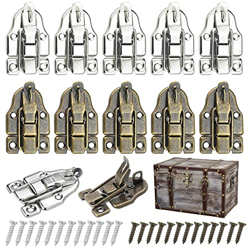 PERFETSELL 12 Kofferverschluss Silber Bronze Kistenverschluss Vintage Retro Schnappverschluss Hebelverschluss Antik Box Verschluss Verschlussriegel mit Schrauben für Kosmetikkoffer Toolbox Holzkiste von PERFETSELL