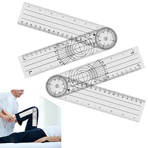 PERFETSELL 2 Stücke Winkelmesser Goniometer Physiotherapie 360° PVC Medizinischer Winkelmesser Transparenter Gelenkmesser 14 Zoll Spinal Lineal Winkellineal für Physiotherapie, Sporttherapie von PERFETSELL
