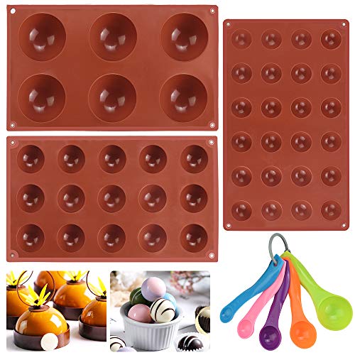 PERFETSELL 3 Stücke Silikonformen Halbkugel 5/4/2.8CM Durchmesser Löcher Silikon Halbkugelform Halbkugel Backform Antihaft Eiswürfelform Silikonform Schokoladenformen für Schokolade Kuchen Pudding von PERFETSELL
