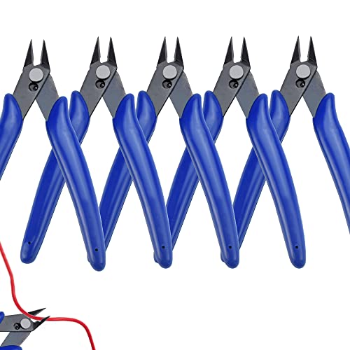PERFETSELL 5 Stücke Drahtseilschneider Kohlenstahl Blau Drahtschneider Zange Drahtseilschere Schneidzange PVC Griff Seitenschneider Drahtseil Kabelschneider Drahtkabelschneider für feine Drähte von PERFETSELL
