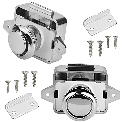 PERFETSELL Taste Catch Lock 15-18mm Möbelschlosser Möbelgriff 2 Stücke Push Lock Button schloss Wohnmobil Möbelschloss Metall Verriegelung Schubladen Druckschloss Möbel Möbelverschluss für Schrank von PERFETSELL