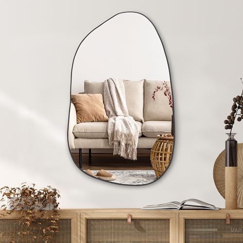 PERFNIQUE Unregelmäßiger asymmetrischer Wandspiegel, 85 cm x 52 cm, moderner Goldspiegel, Boho-Vintage-Wanddekoration für Badezimmer, Schlafzimmer, Wohnzimmer, Eingang, Kamin, Wandmontage (Schwarz, 85 PERFNIQUE Unregelmäßiger asymmetrischer Wandspiegel, 85 cm x 52 cm, moderner Goldspiegel, Boho-Vintage-Wanddekoration für Badezimmer, Schlafzimmer, Wohnzimmer, Eingang, Kamin, Wandmontage (Schwarz, 85 von PERFNIQUE