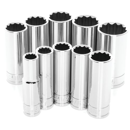Performance Tool W38600 Werkzeug, 10-teilig, 3/8-Zoll-Antrieb, 12-kant, SAE tiefer Stecknuss von PERFORMANCE TOOL