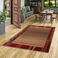 Pergamon - Designer Teppich Samba Modern Rot Beige Bordüre - 120x170 cm von PERGAMON