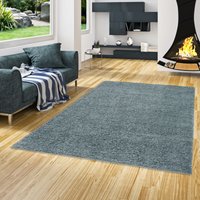 Hochflor Langflor Shaggy Teppich Fluffy Blau - 80x150 cm von PERGAMON