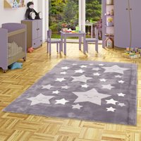 Kinder und Jugend Super Soft Fellteppich Pearl Kids Grau Sterne - 80x150 cm von PERGAMON