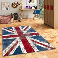 Kinder und Jugend Teppich Samba Union Jack Rot Blau - 190x280 cm von PERGAMON