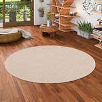 Natur Teppich Flachgewebe Casa Beige Creme Meliert Rund - 120 cm Rund von PERGAMON