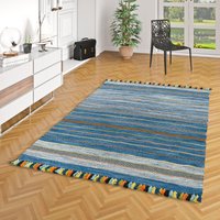 Natur Teppich Kelim Kalleen Blau - 70x140 cm von PERGAMON