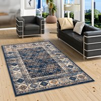 Pergamon - Designer Teppich Pop-Vintage Orient Blau Beige Bordüre - 80x150 cm von PERGAMON