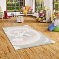 Kinder Teppich Maui Kids Pastell Grau Rosa Einhorn - 200x290 cm von PERGAMON