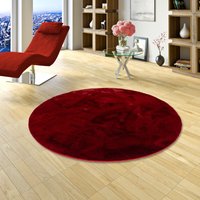 Luxus Super Soft Fellteppich Plush Rot Rund - 80 cm Rund von PERGAMON